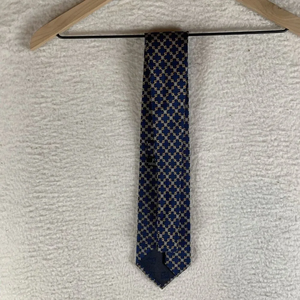 Jos. A. Bank Executive Collection Neck Tie Men's Blue Geometric Silk Formal 9591